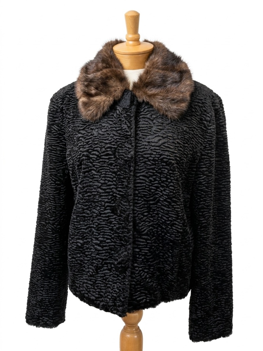 G 111 APPAREL FAUX LAMB & MINC FUR CROPPED VINTAGE INSPIRED JACKET